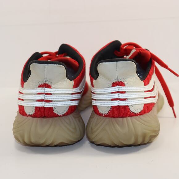 Adidas Sobakov Red Knit Sneakers Size 12 Scarlet White Gum Sole - Picture 4 of 7